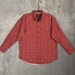 Vintage Chaps Ralph Lauren Men's L Red Geometric Floral Print Button Down Shirt